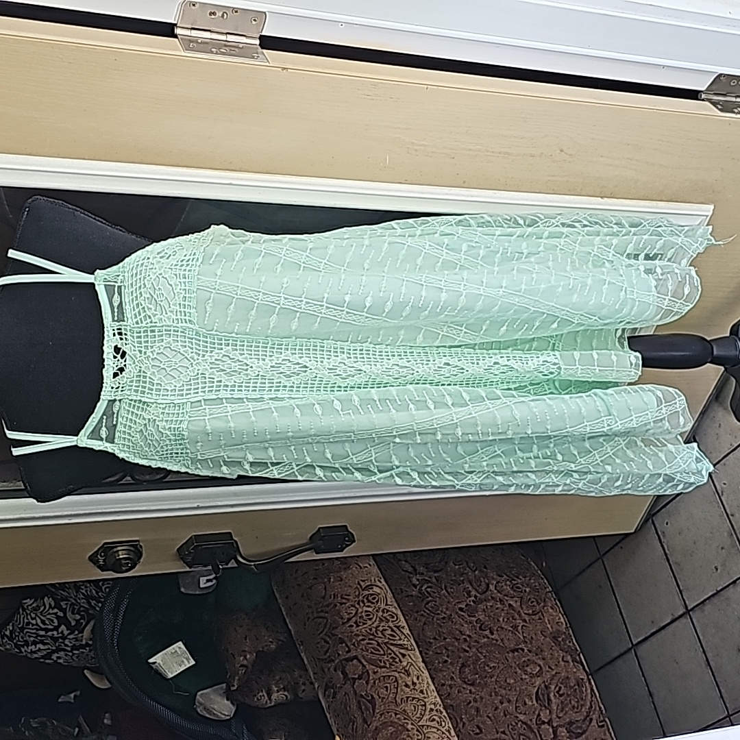Pinky Light Green Lace & Crochet Top Size L